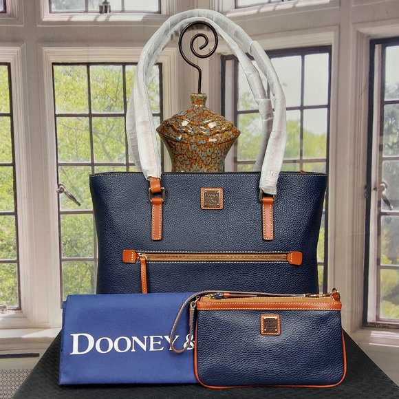 NWT DOONEY & BOURKE LARGE PEBBLE GRAIN SHOPPER & LARGE SLIM WRISTLET (BL… - Picture 2 of 16